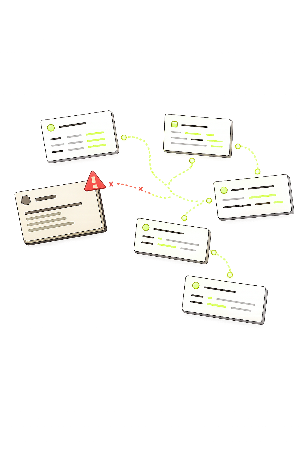 Illustration of disconnected retail technology systems creating data gaps and commercial blind spots