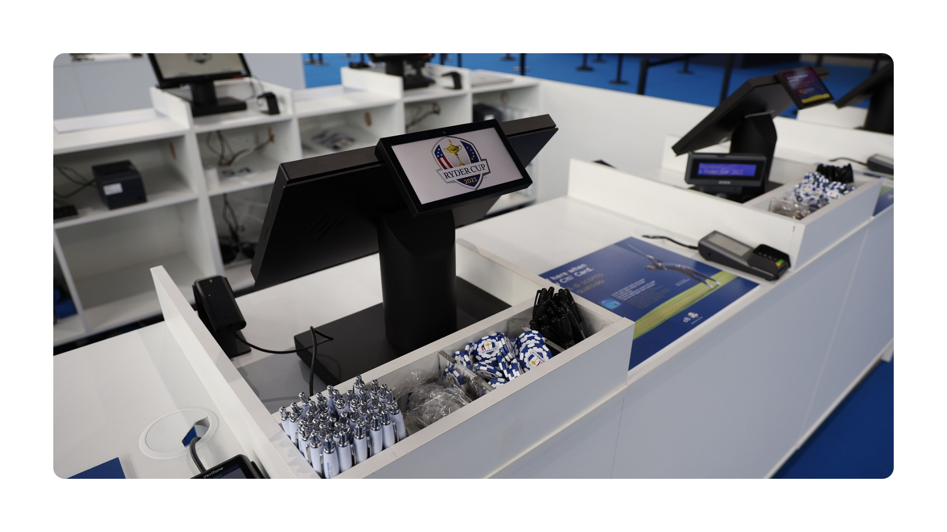 Point of sale counter and payment terminal at a major sporting event, an example of in-store POS systems built to keep trading under pressure